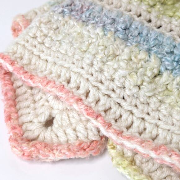 Crochet Unicorn Lovey Security Blanket Handmade Pastel Rainbow Baby Plush 16" - Picture 7 of 11